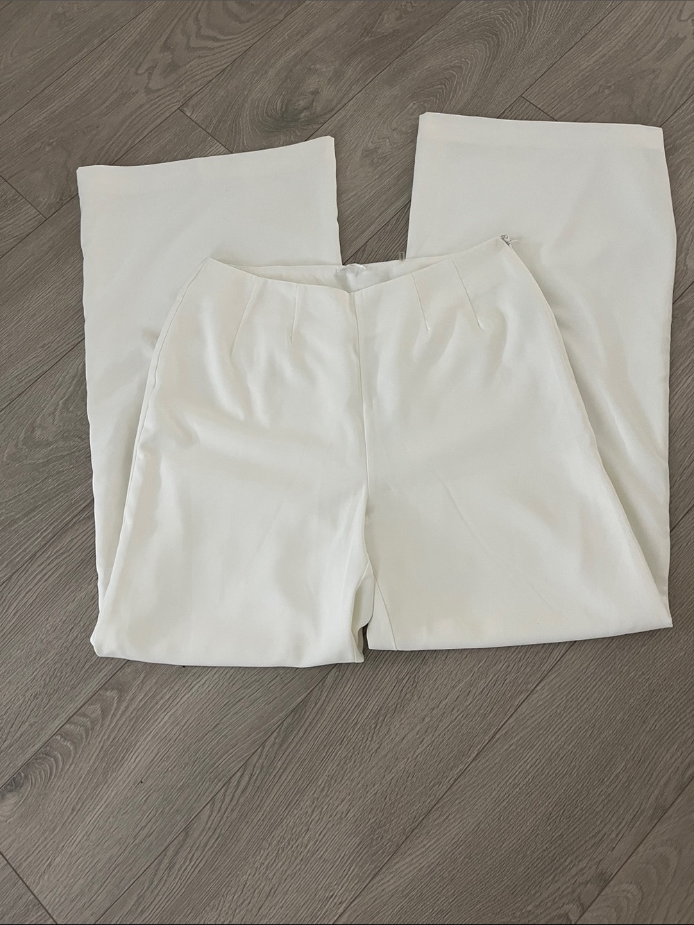 ecru Wide Leg Cream Trousers